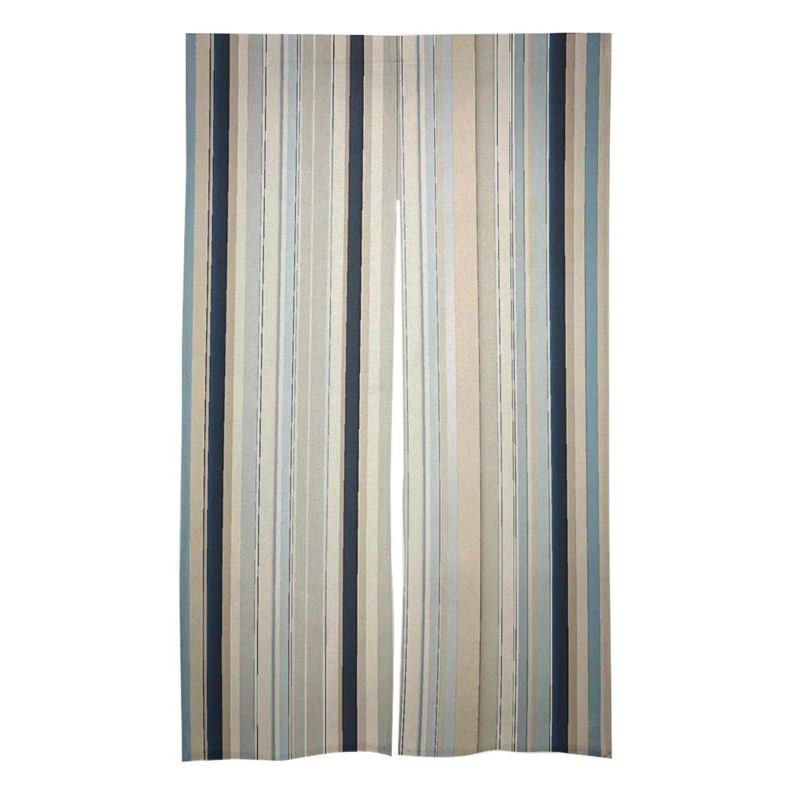 Rideau de porte style long à rayures bleues pour salon chaleureux