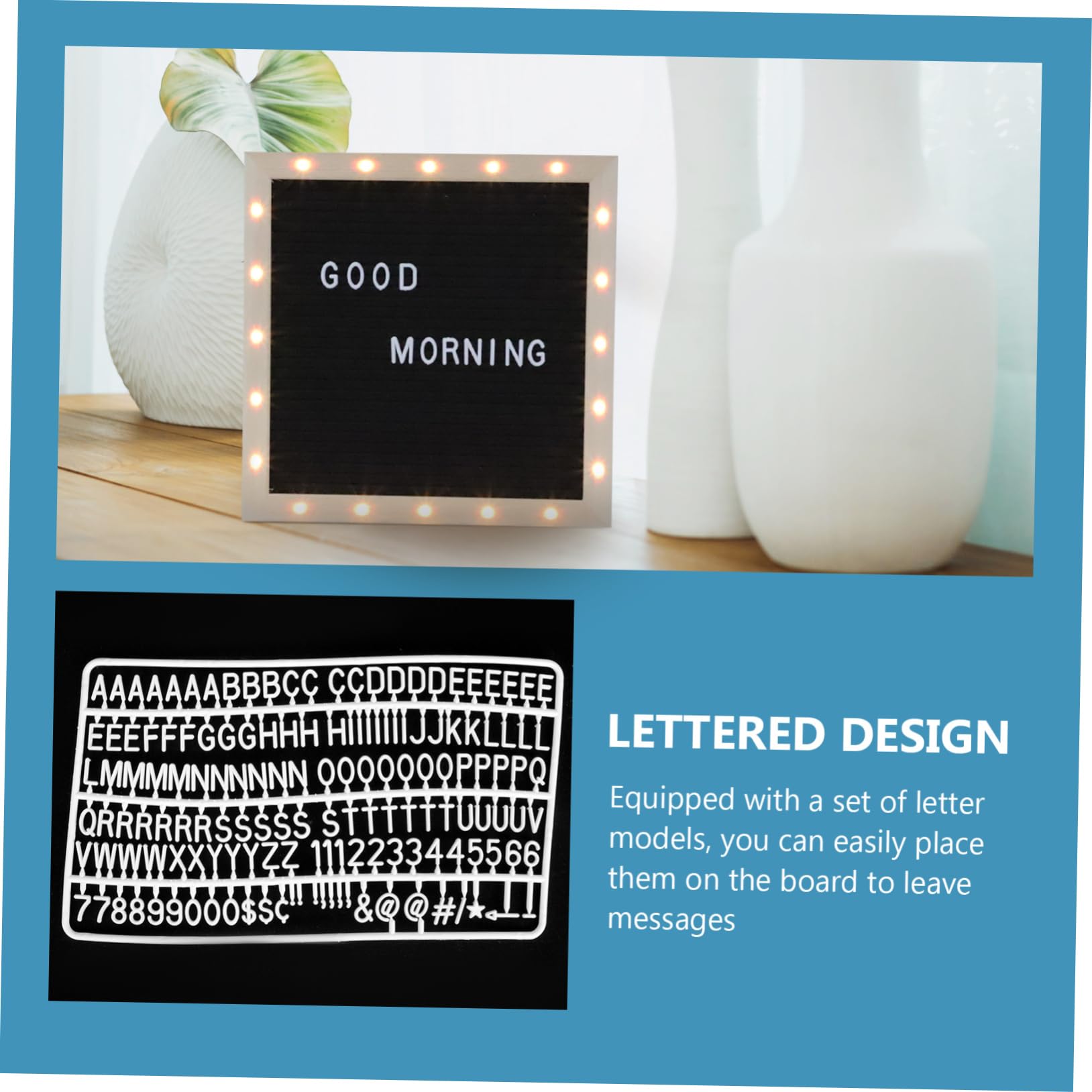 VILLCASE 1ensemble Tableau De Lettres Avec Led Tableau De Message Feutre Pour Maison Bureau Lettres Amovibles Décoratif Et Pratique Pour s
