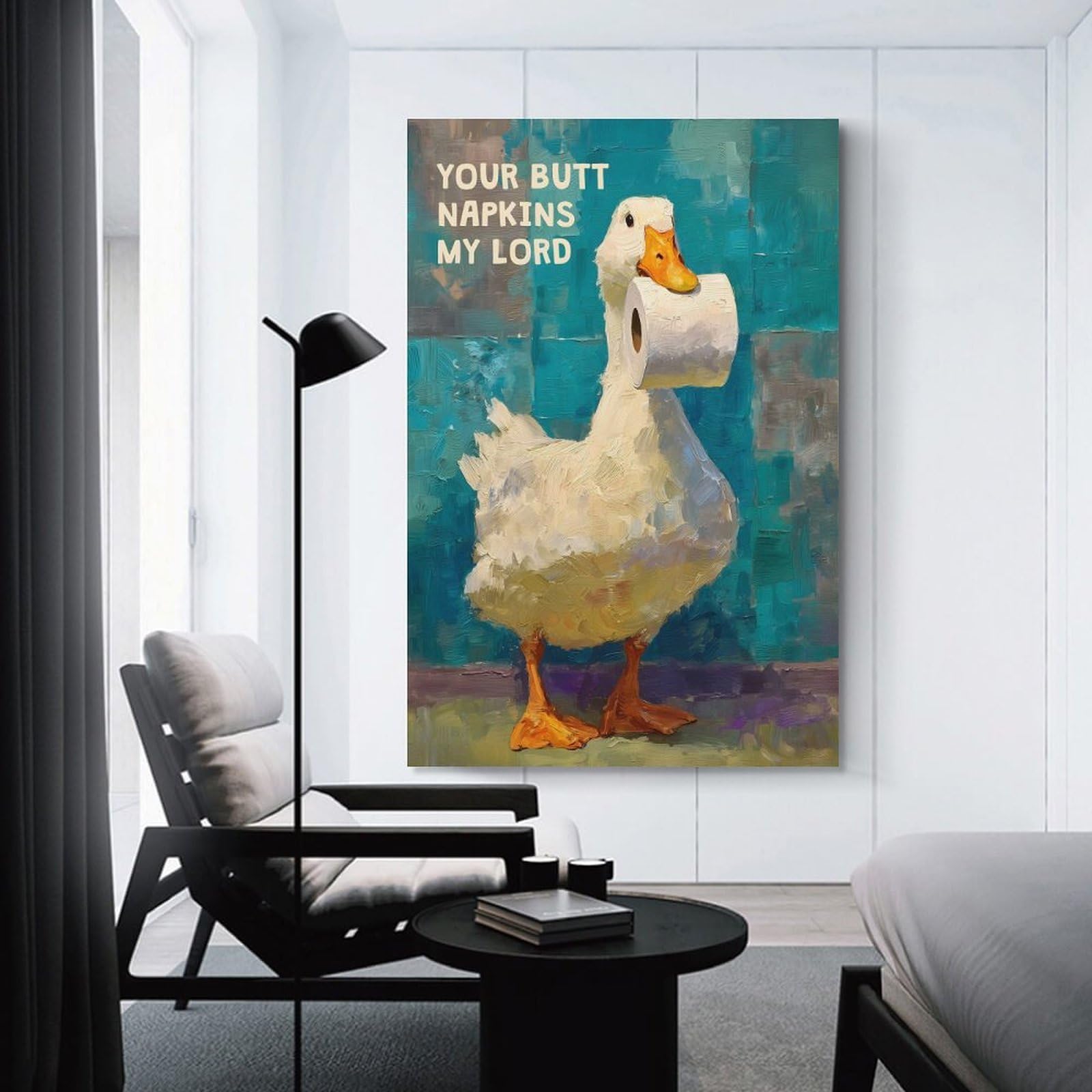 Junmoney Unframe-Style-20 Duck Your Butt Napkins Hanging Wall Art, 08X12inch(20X30cm), For Bedroom Decor, Cosy Corners Or Studios, An Easy Wall Refresh For Bedrooms