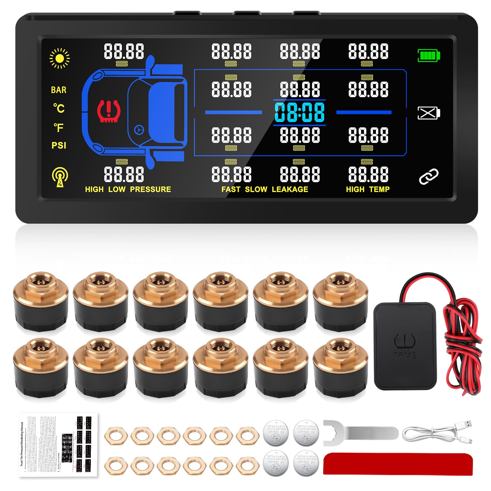 TPMS Sistema de Control de Presión de Neumáticos 10/12 Ruedas