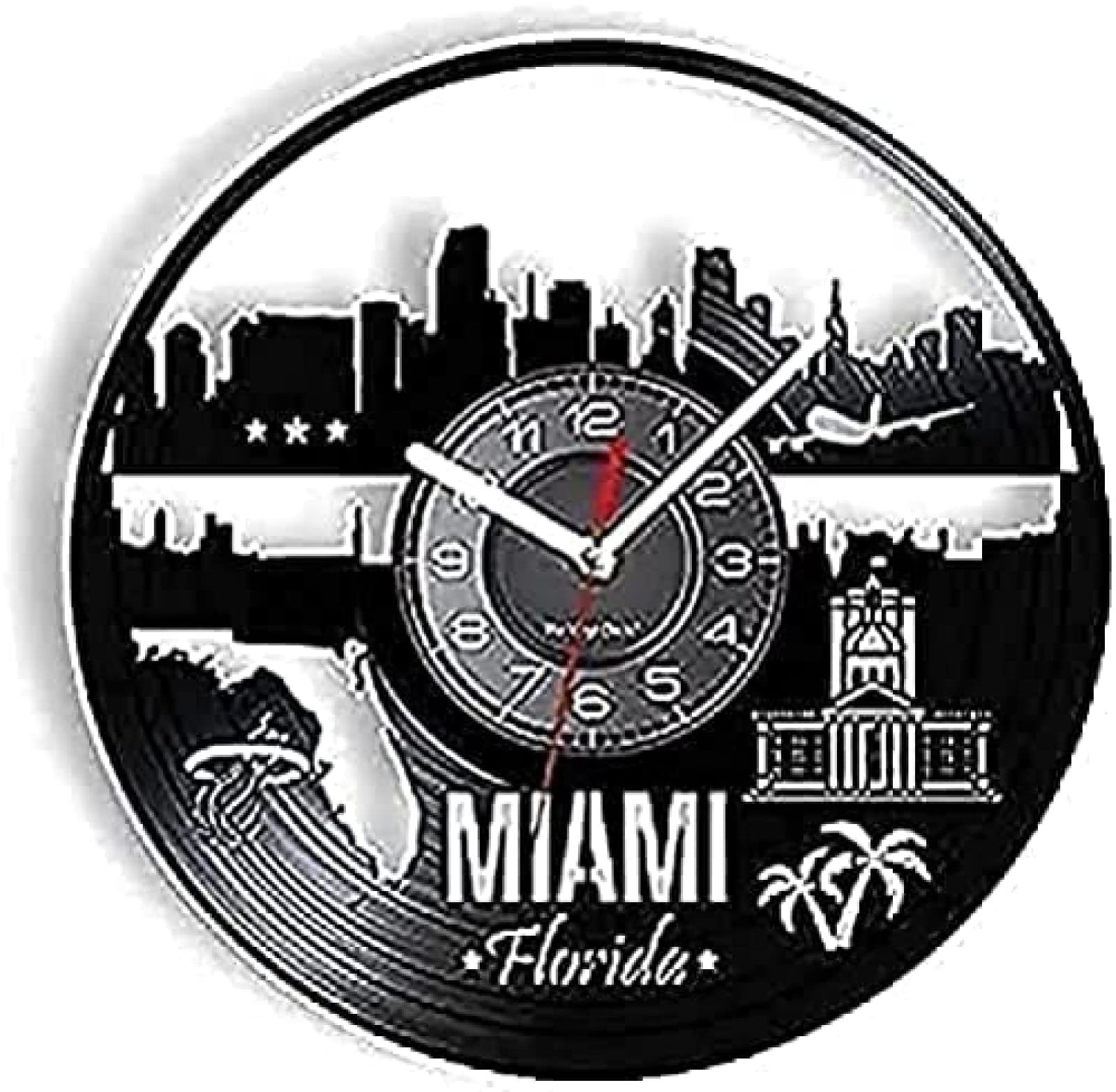 Horloge album vinyle Miami : fixez une décoration murale silencieuse