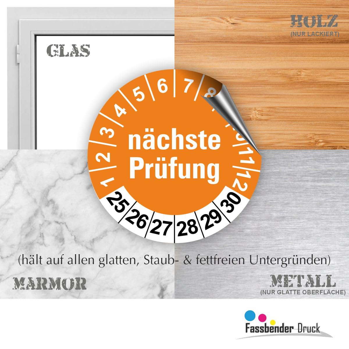 Hochwertige Prüfetiketten FD-3 NÄCHSTE WARTUNG Ø 30mm - Selbstklebende PVC-Folie - Wartungsetiketten für Prüfung - Prüfplakette für Prüfungsnachweis (1000 Stück)