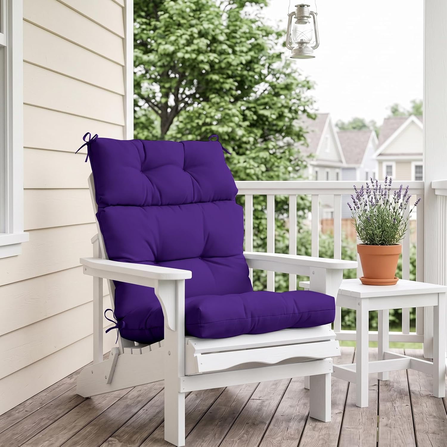 EAGLE PEAK Tufted Outdoor/Indoor High Back Patio Chair Cushions, Set of 2, 46'' x 22'', Purple