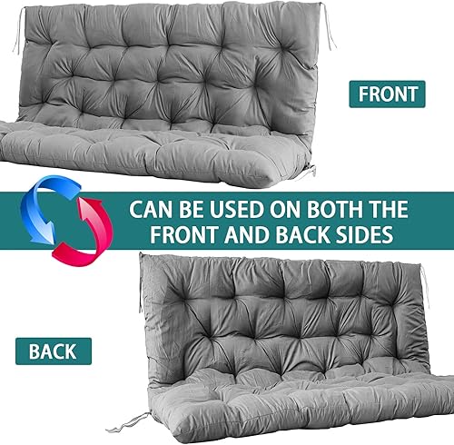 Miniatura 6 de Cojines de asiento de repuesto para columpio, cojines de banco de 2 a 3 plazas para muebles de exterior con respaldo, cojines de asiento reclinable