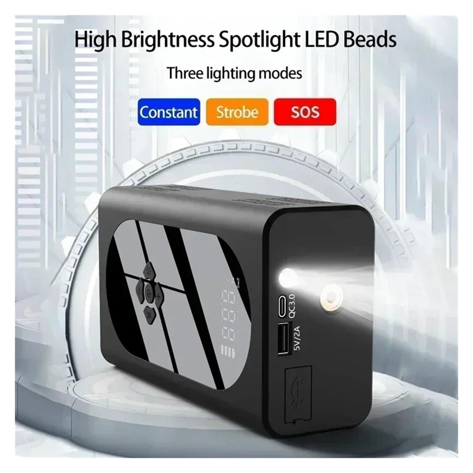 Démarreur de Secours avec compresseur d'air Portable 3000A pour Batterie de Voiture, avec Affichage LED 0110