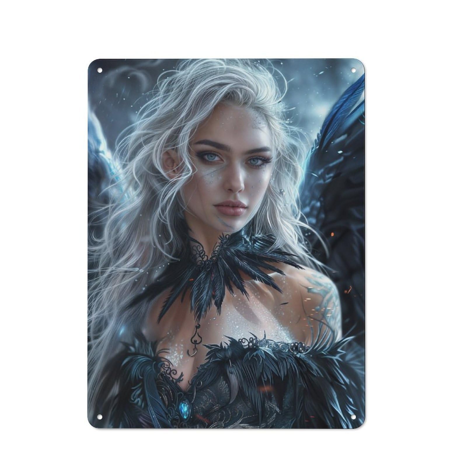 Junmoney Enchanting Ice Succubus Retro Metal Wall Sign 40X30cm With For Garage Wall, A Decorative Metal Sign For Garages And Workshops