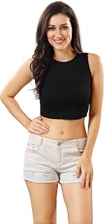TRASA Women’s Sleeveless Nylon Racer Back Crop Tank Tops - Available Sizes - XS, S, M,L,XL,2XL Price In India