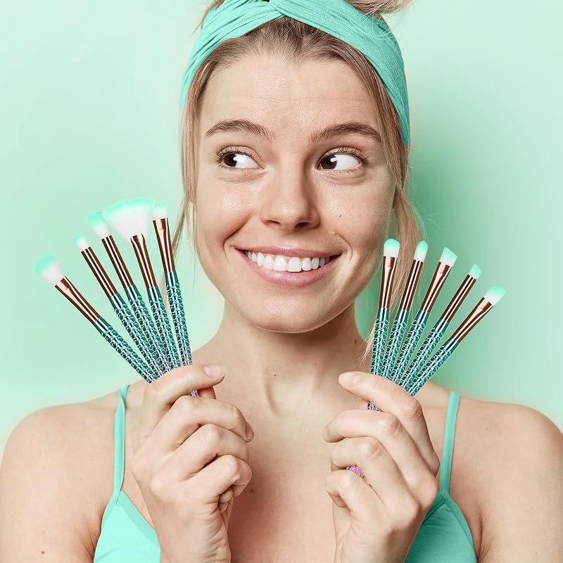 Makeup Brushes for Girls, 10 Pcs Princess Makeup Brushes Set Foundation Eyebrow Eyeliner Blush Cosmetic Concealer Brushes Women Teen Girl Stuff Kids Cute Make Up Tool Set