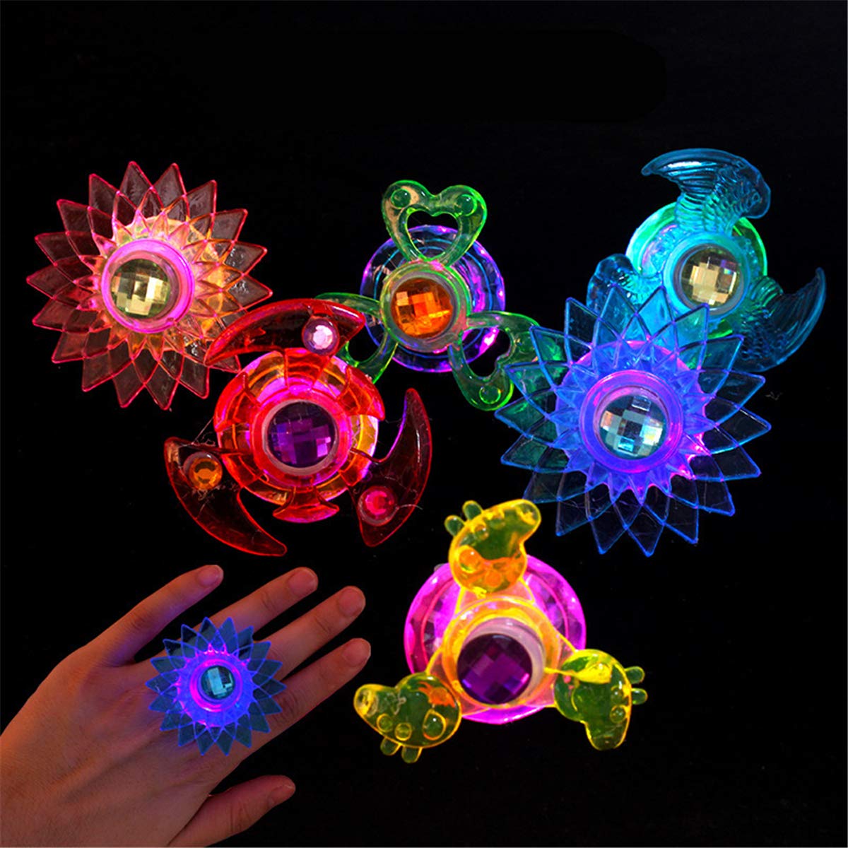 Sichuan New 3pcs Led Fidget Spinner Ring Flash Light Hand Spinner Gyro Stress Relief Toy
