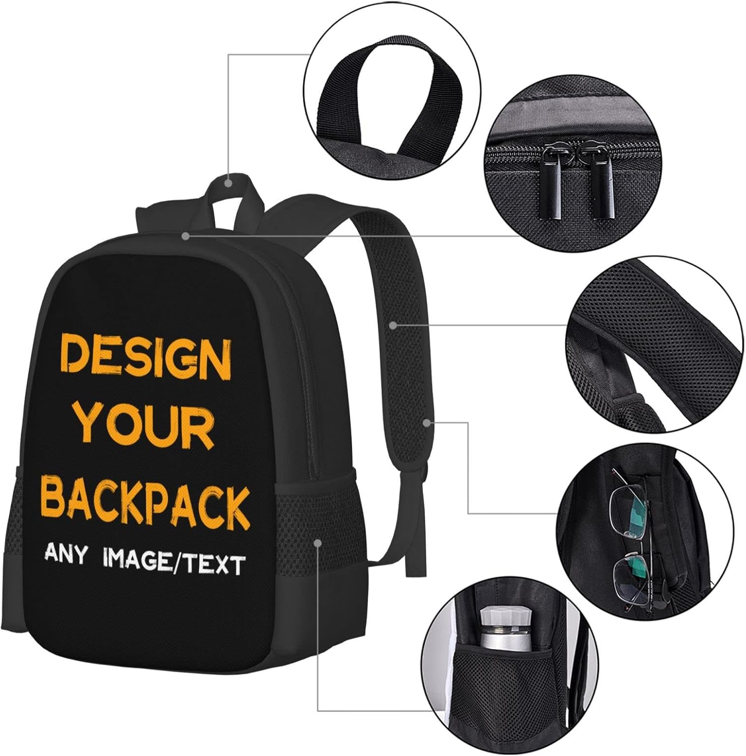 Custom Backpack With Photo Text Personalized Backpacks For Travel School Work Laptop Picture Gift Men Women