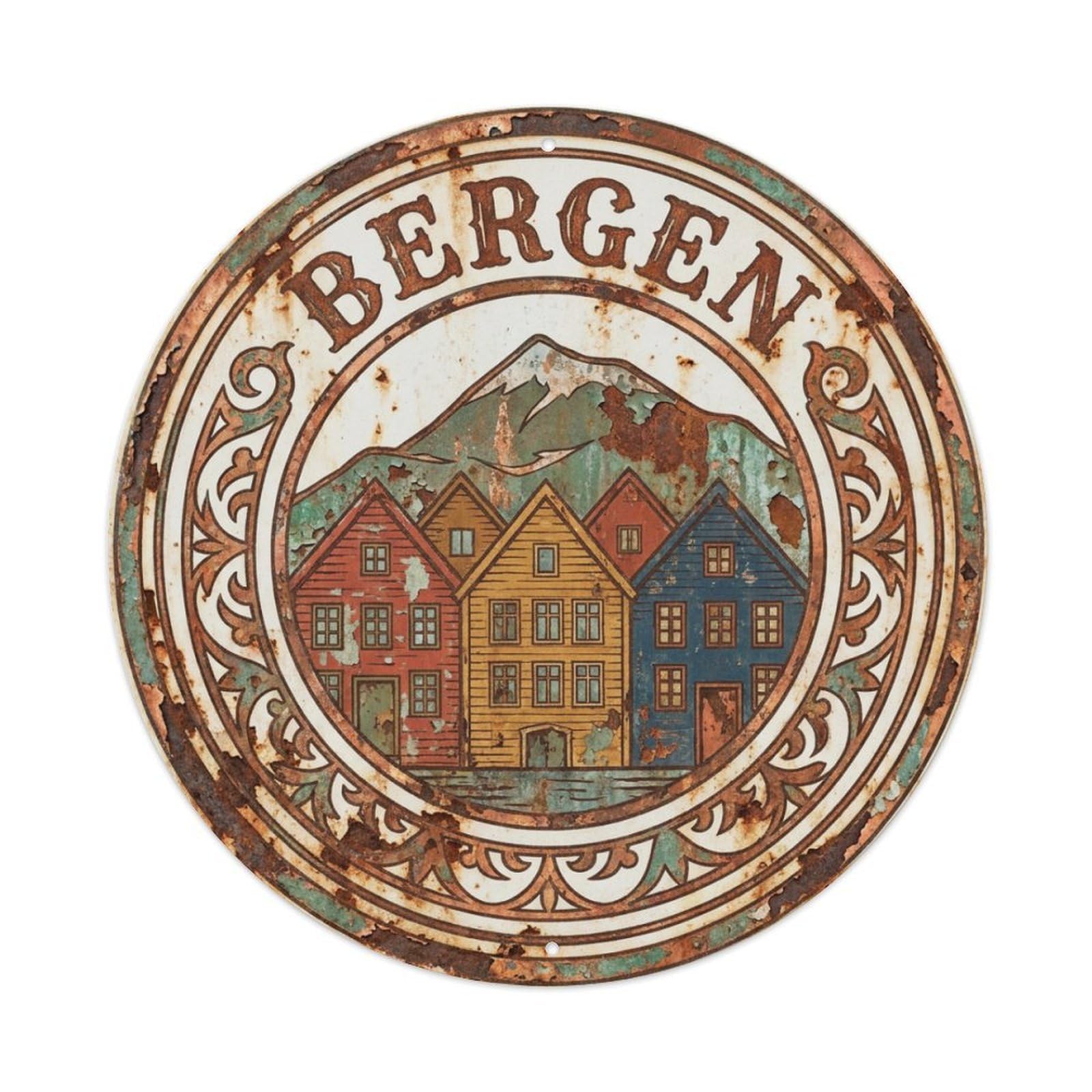 Travel Retro Norway Bergen Metal Tin Sign