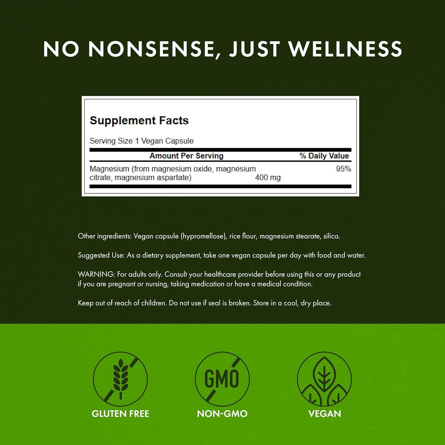 Swanson Triple Magnesium Complex - Mineral Supplement - Natural Support - Featuring Citrate, Oxide & Aspartate - (300 Capsules, 400mg Each, 2 Pack) - Image 2