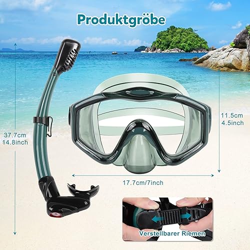 Miniatura 3 de KUYOU Aletas de máscara de buceo para adultos, máscara antivaho de visión amplia, juego de equipo de esnórquel superior seco completo