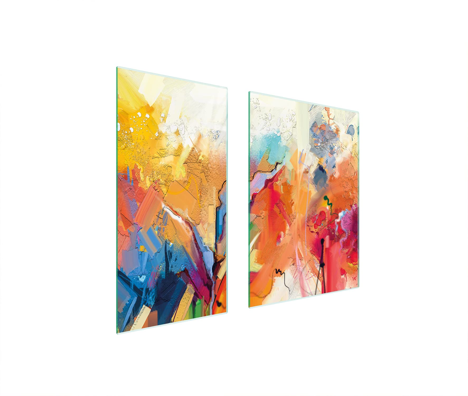 Herdabdeckplatten 2 Teilig 75x52 cm Ceranfeldabdeckung Küche Elektroherd Induktion Herdschutz Spritzschutz Glasplatte Schneidebrett, Stück Bunt
