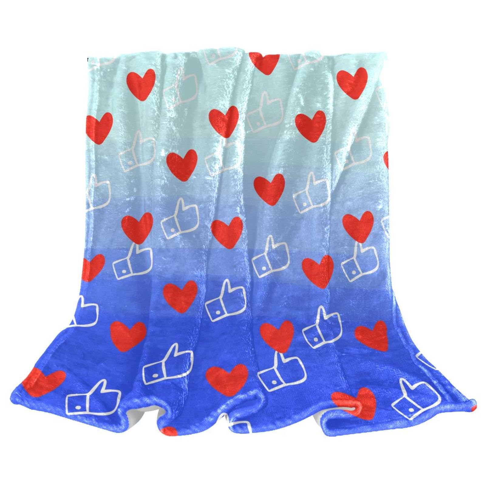 Couverture chaude coeurs en microfibre premium douce, jeté de canapé aux finitions soignées