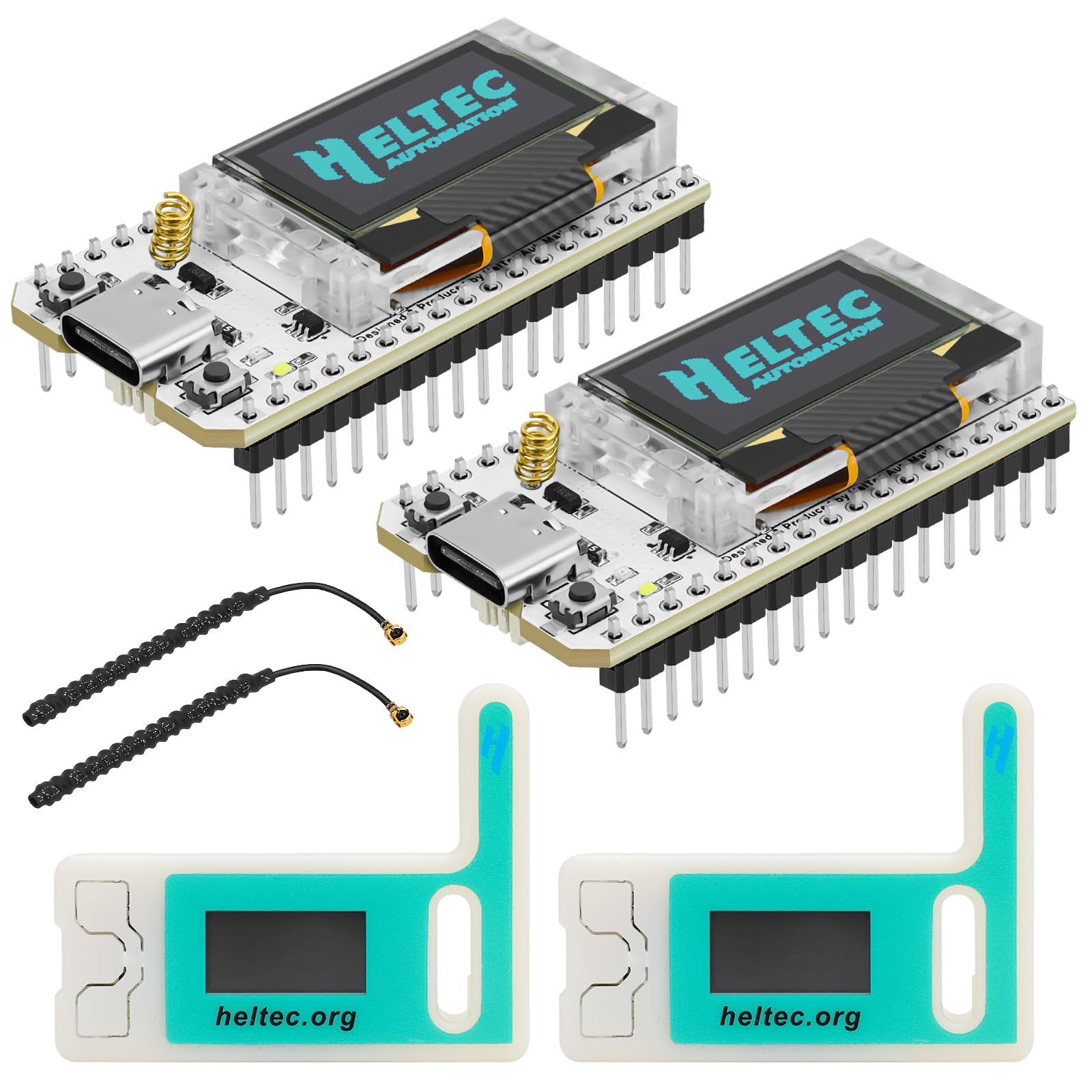 MakerFocus 2 Set ESP32 LoRa V3 Development Board with 915 MHz Antenna and Case Integrated WiFi Bluetooth SX1262 CP2102 0.96-inch OLED Display Type C for Meshtastic IoT Arduino Intelligent Scenes