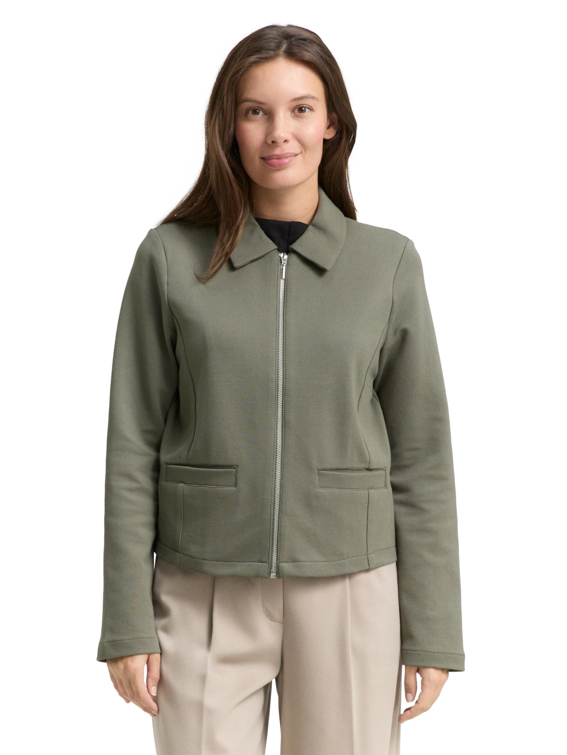 Tom Tailor Damen Regular Fit Jacke mit Reißverschluss