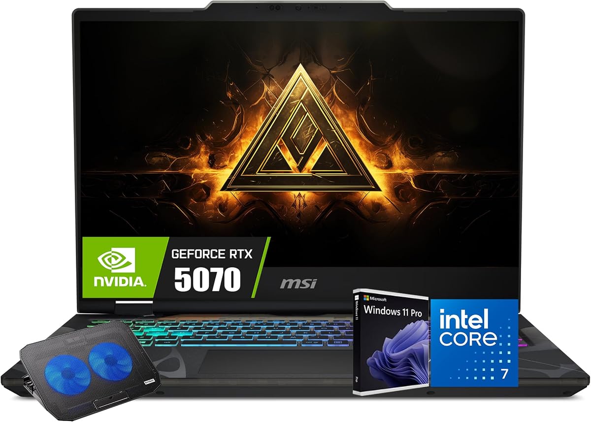 Computadora portátil para juegos msi Cyborg de 15,6" con IA, NVIDIA GeForce RTX 5070, Intel 10-Core 7-240H Serie 2 (hasta 5,2 GHz, >i7-13620H), 144 Hz FHD IPS, 32 GB DDR5, 1 TB SSD, KB retroiluminado, Wi-Fi 6E, Win 11 PRO, con refrigerador Res