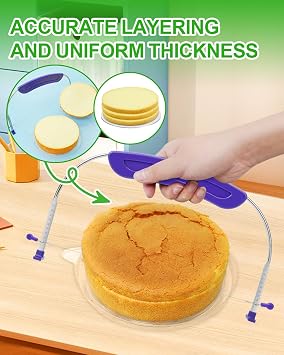 1Pack Adjustable Cake Leveler 2-Wire and 1Pack Egg Cracker Topper Cutter Stainless Steel