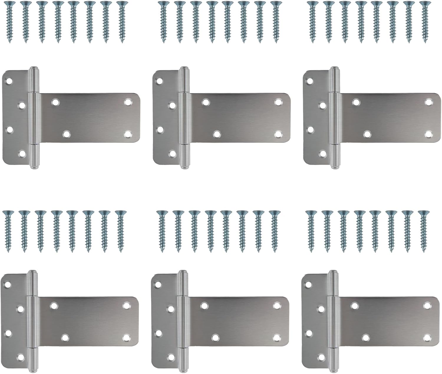 8” Door Hinges,300 Lbs Capacity Heavy Duty Gate Hinges，6 Pack T Gate Hinges, Wrought Hardware for Wooden Fences, Barn Door, Screws Included (8“ - 6 Pack) -Patent Pending