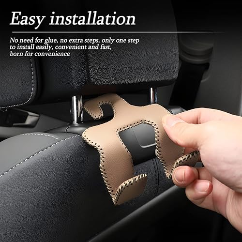 Miniatura 5 de AUCELI Gancho de cuero para reposacabezas de asiento de automóvil 2 en 1 2 soportes de almacenamiento de automóvil organizador de asiento trasero de