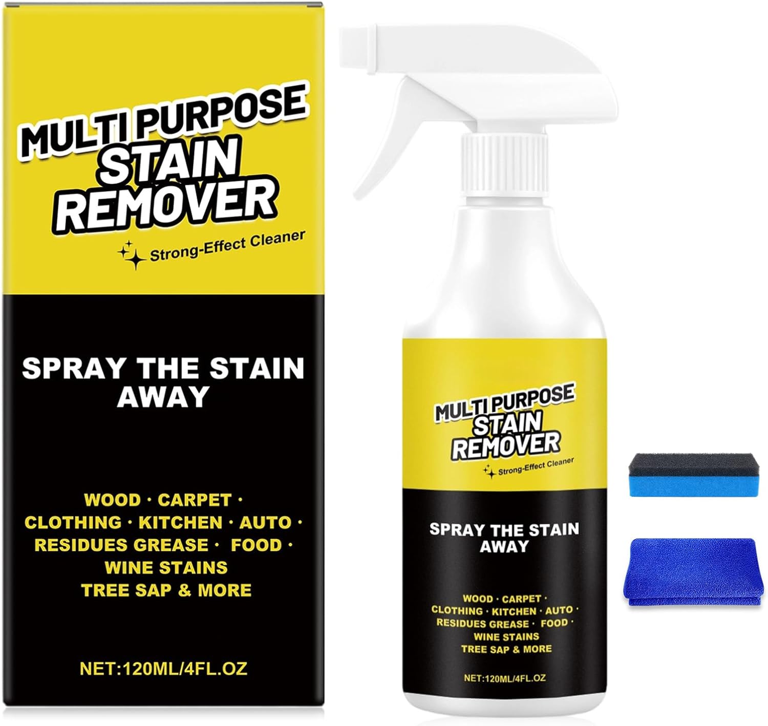 Multi-Purpose Stain Remover, A Powerful Cleaner,Quick Cleaning for Kitchens, Floors, Toilets, and Cars (120ml)
