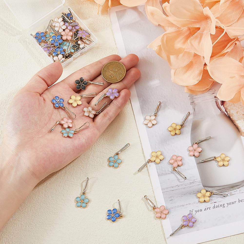 DICOSMETIC 42Pcs Flower Zipper Pull Charms Flower Alloy Zipper Decorative Flowers Zippers Pull Extended Zippers Pulls for DIY Sewing Dress Tailor Craft Backpacks Purses Handbags - Image 3