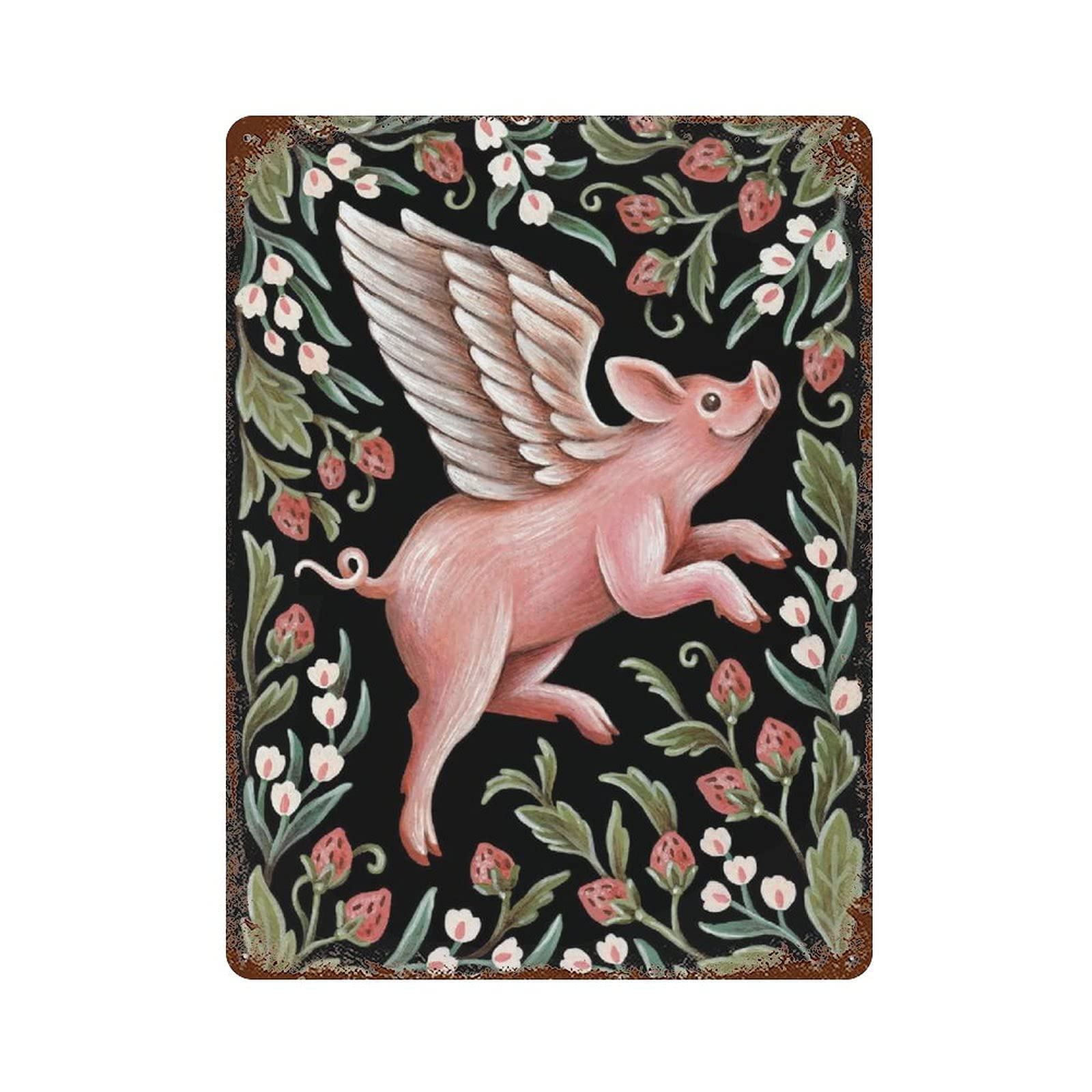 Buy VJSDIUD Metal Tin Sign,Flying Pig Art Print Watercolor Painting
