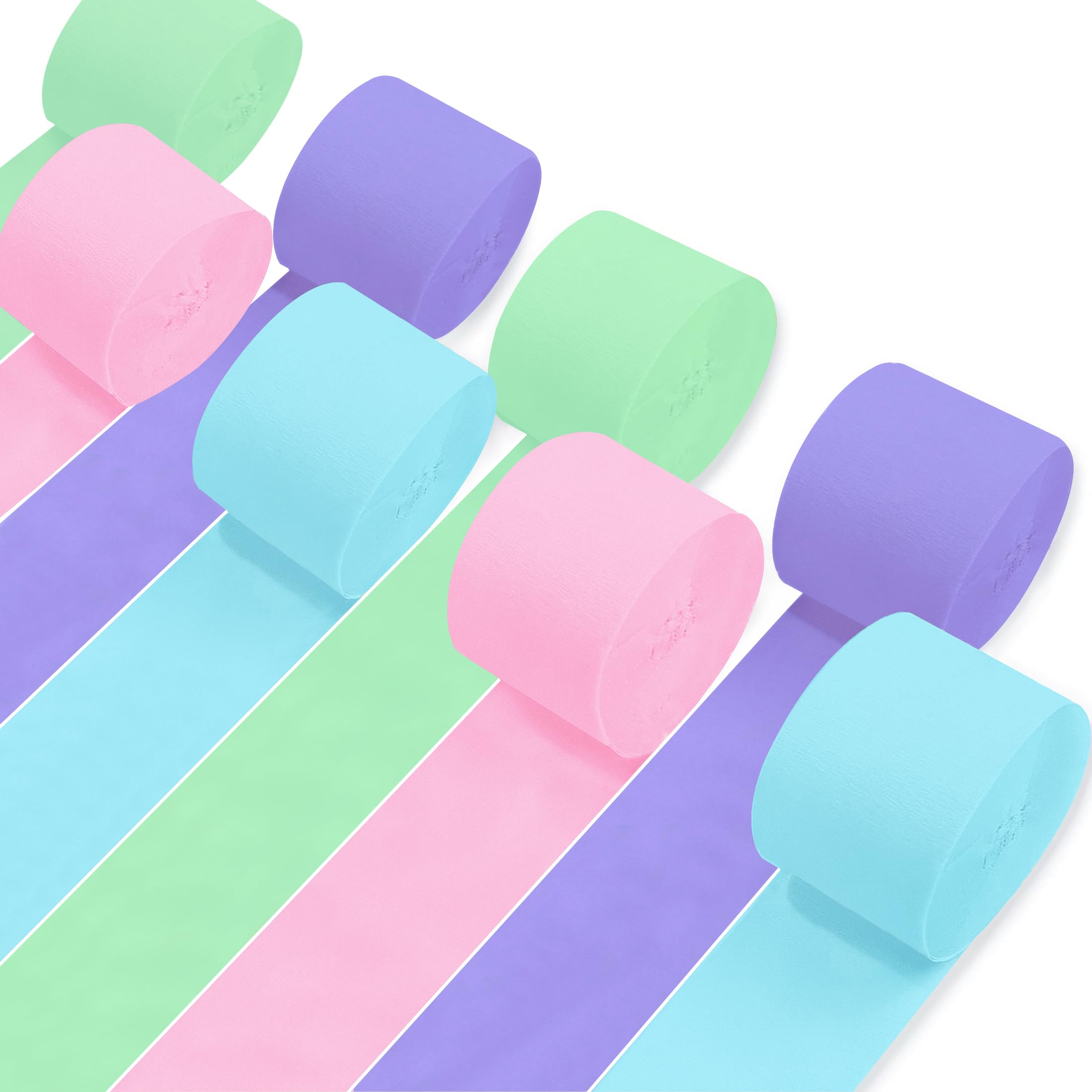 8 Rolls Crepe Paper Streamers, Blue, Purple, Pink and Green Streamers Party Decorations for Mermaid Party Birthday Baby Shower Bridal Shower Wedding Lavender Party