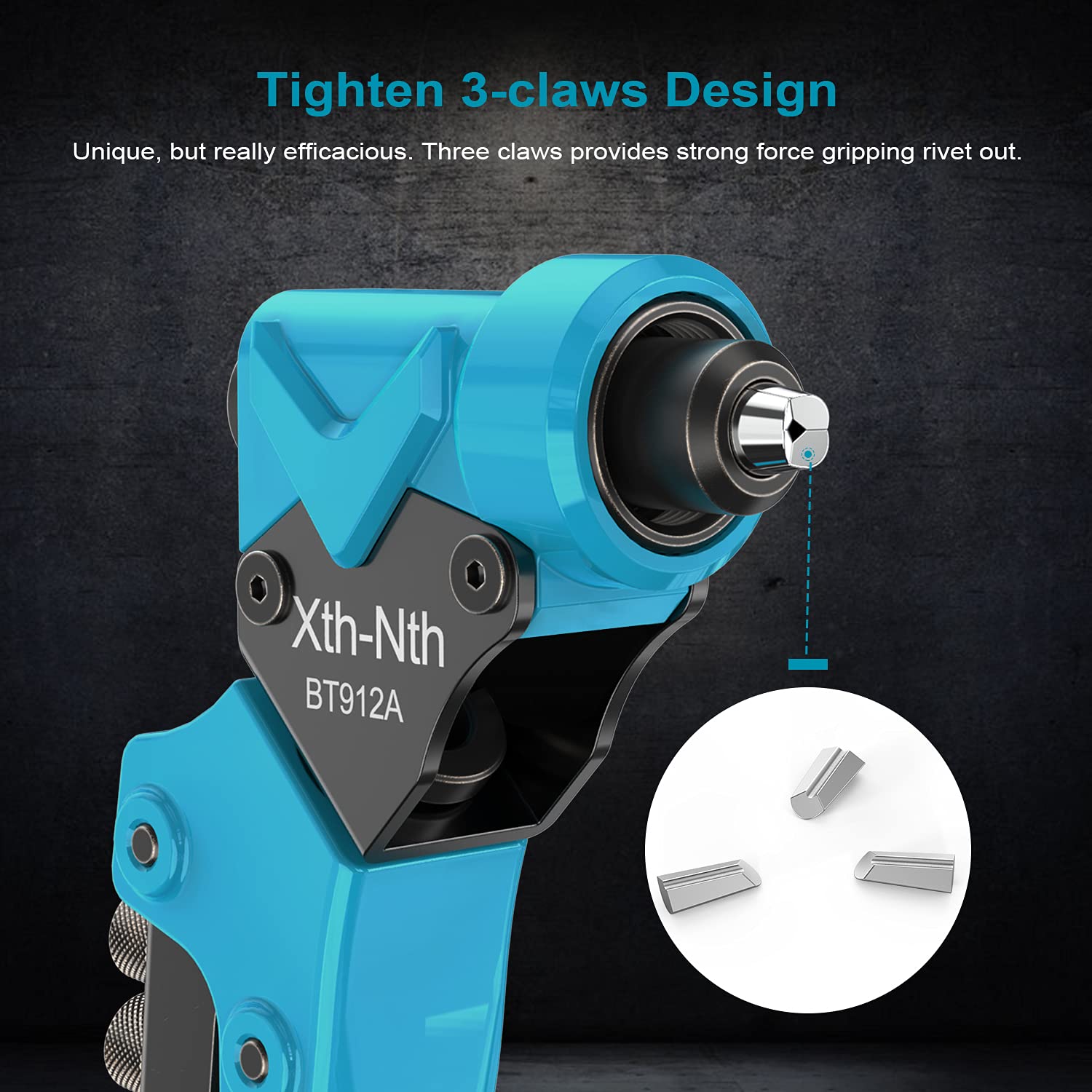 XthNth 11" Rivet Gun with 200Pcs Rivets, Pop Rivet Tool Kit with 360