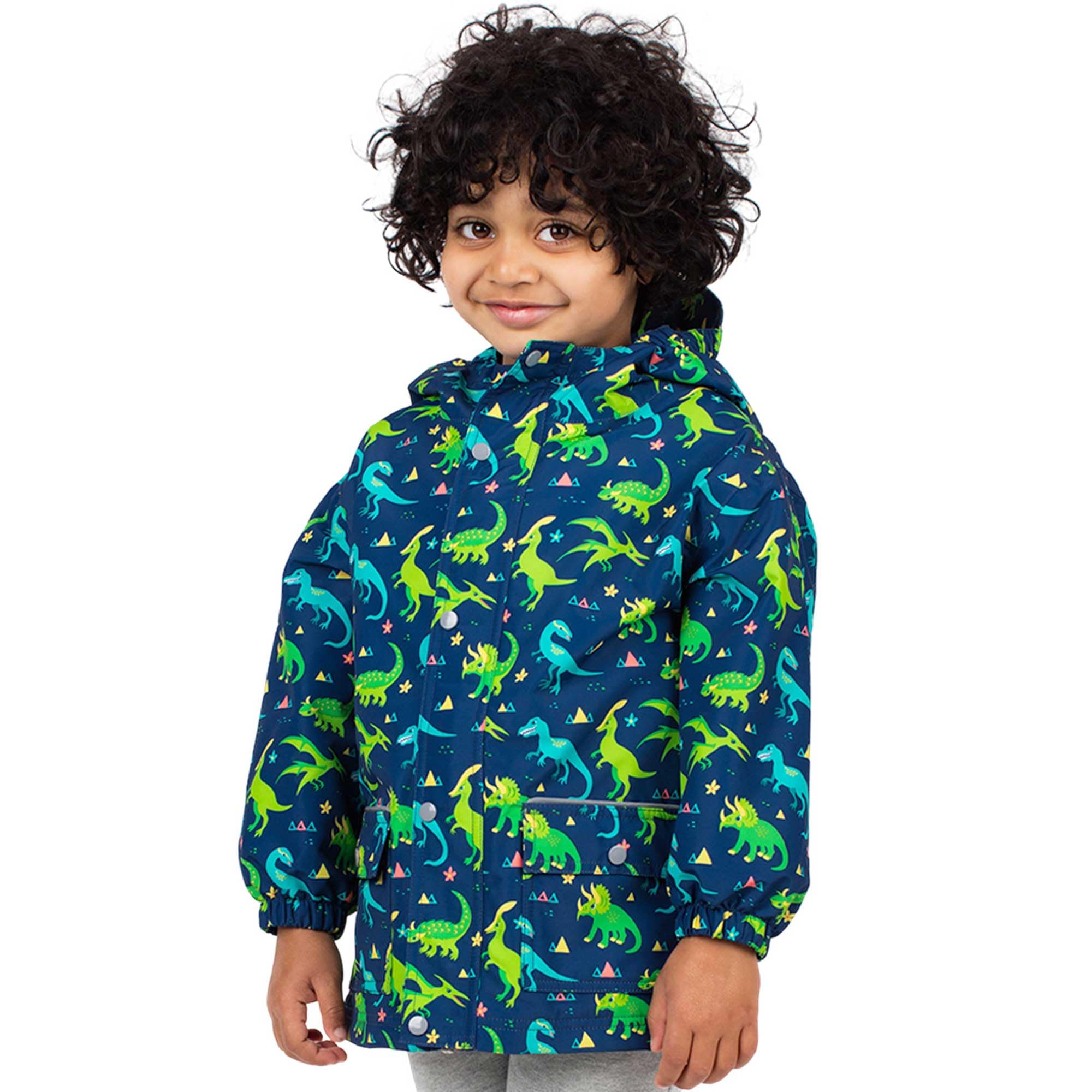 Jan & Jul Boys Fleece-Lined: Dinoland Kids Water-Proof Rain Jacket With Hood (Dinoland, 10-12Y)