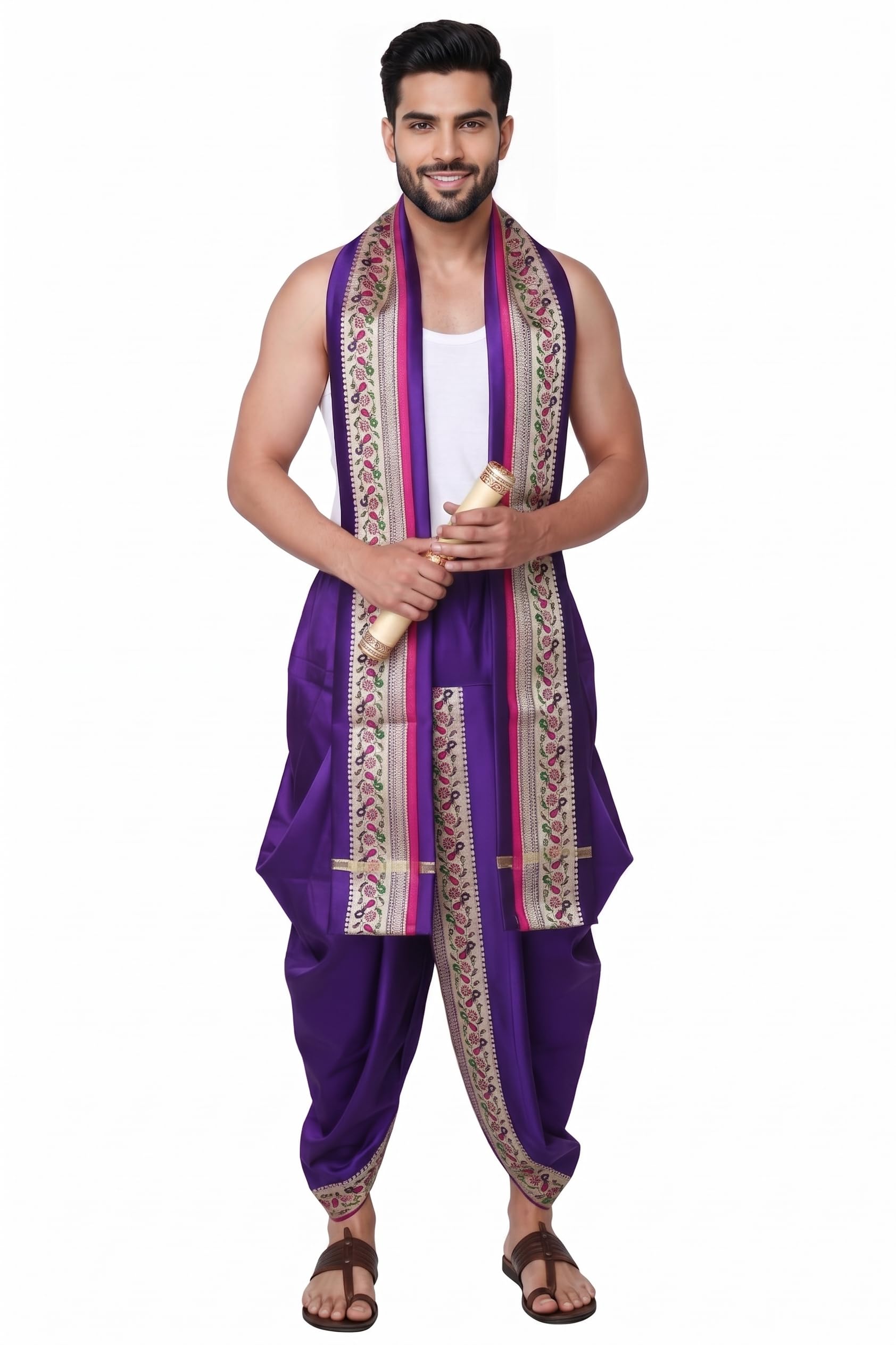 Mens Dhoti Pant Cotton Silk Blend | Readymade Traditional Bottom Wear for Men | Elastic Waist with Pocket | Lungi Ethnic Wear | Mundu Veshti for Festive & Daily Use-image-2