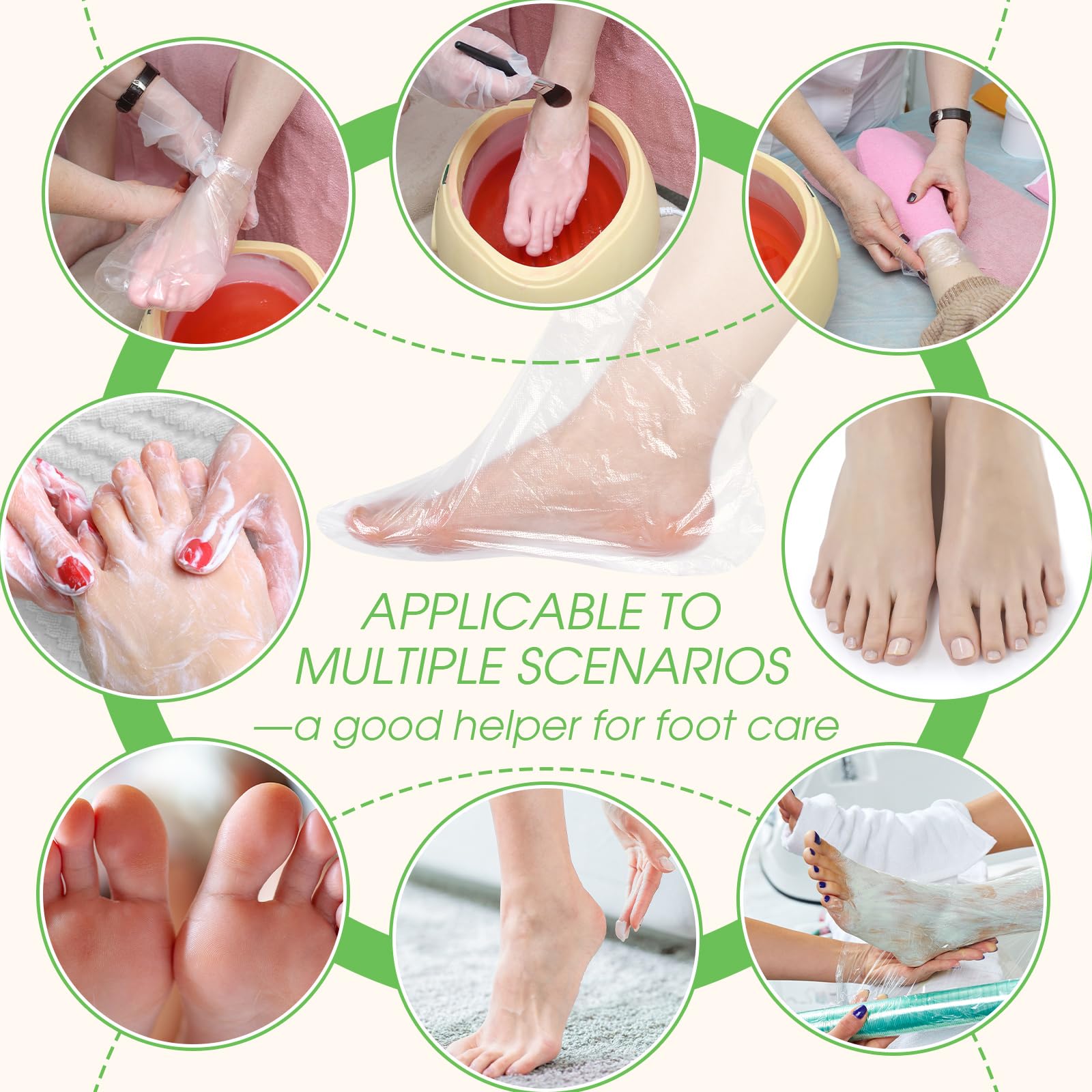 1500 fundas de plástico desechables para pies, revestimientos de baño de parafina para pies, pedicura, calcetines hidratantes de pies, calcetines de spa, cuidado de pies de spa para terapia de 7