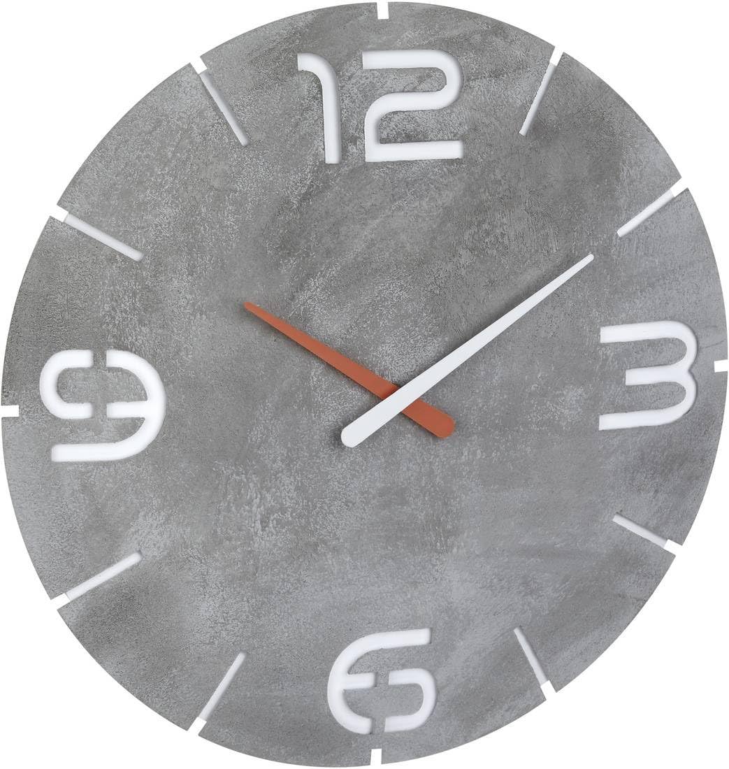 TFA Dostmann Funk-Wanduhr Contour, Funkuhr, 60.3536.15, gut ablesbar, Beton-Optik, ideal für Küche, Eingang oder Büro, Design-Uhr, Industrial Design, grau
