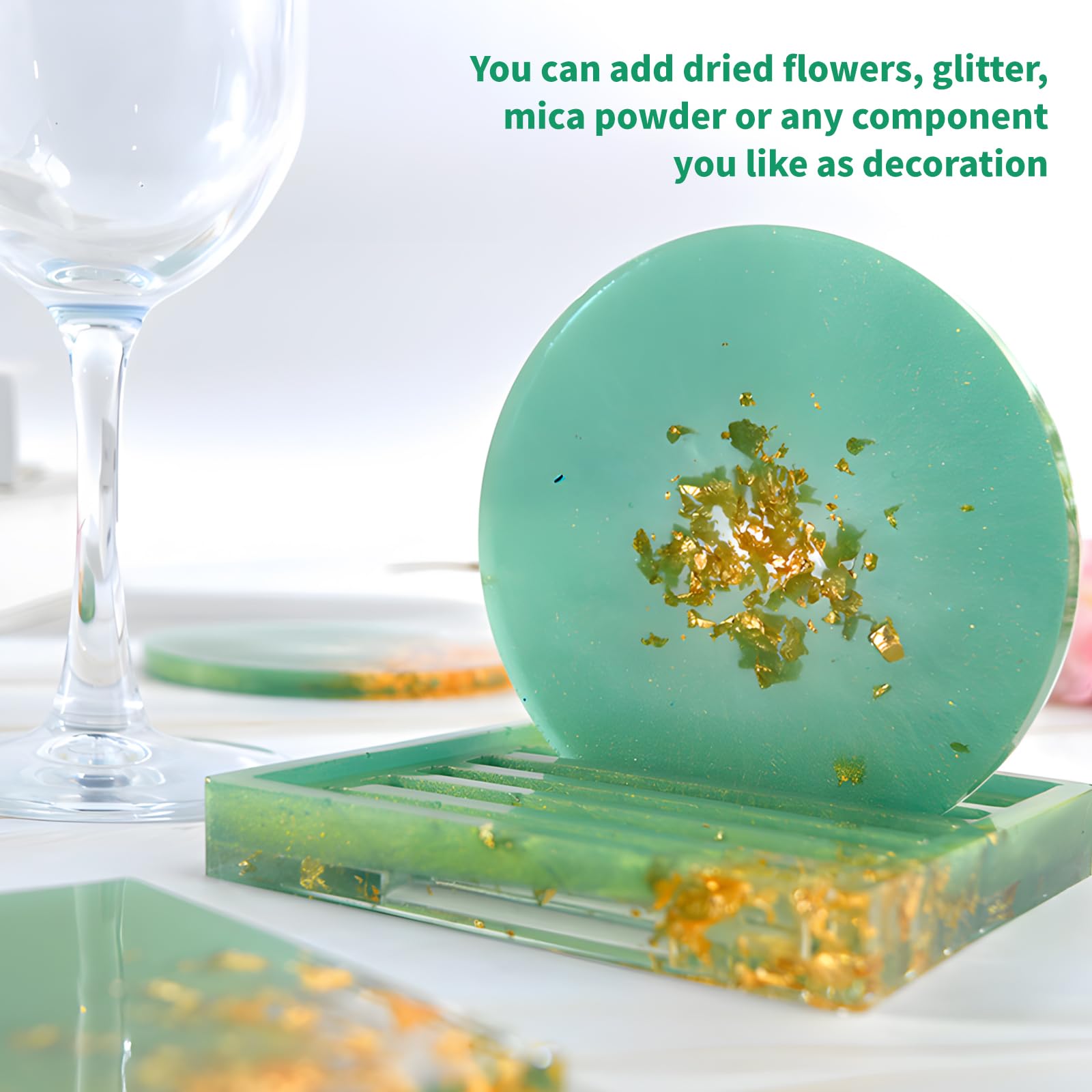 Stampo Per Sottobicchieri In Resina - 5 Pezzi Rotondi E Quadrati - Per Creazioni Artigianali E Decorazioni - Foto 7