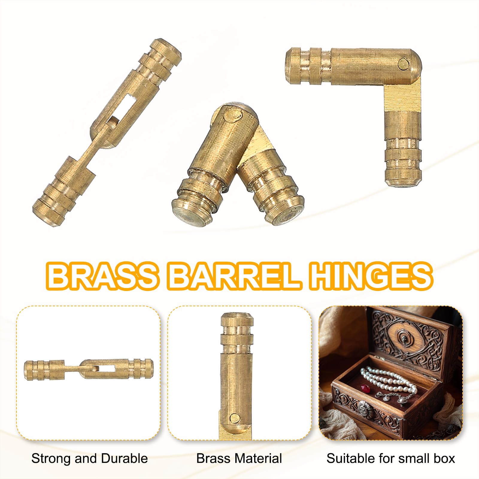 PATIKIL Hidden Brass Barrel Hinges 1"x0.16" - Image 3