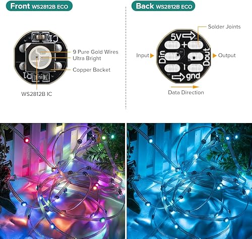 Vista 29 de BTF-LIGHTING WS2812B - 100 píxeles LED RGB inteligentes direccionables individualmente 5050SMD para Arduino, módulo LED RGB de 1 LED, píxeles