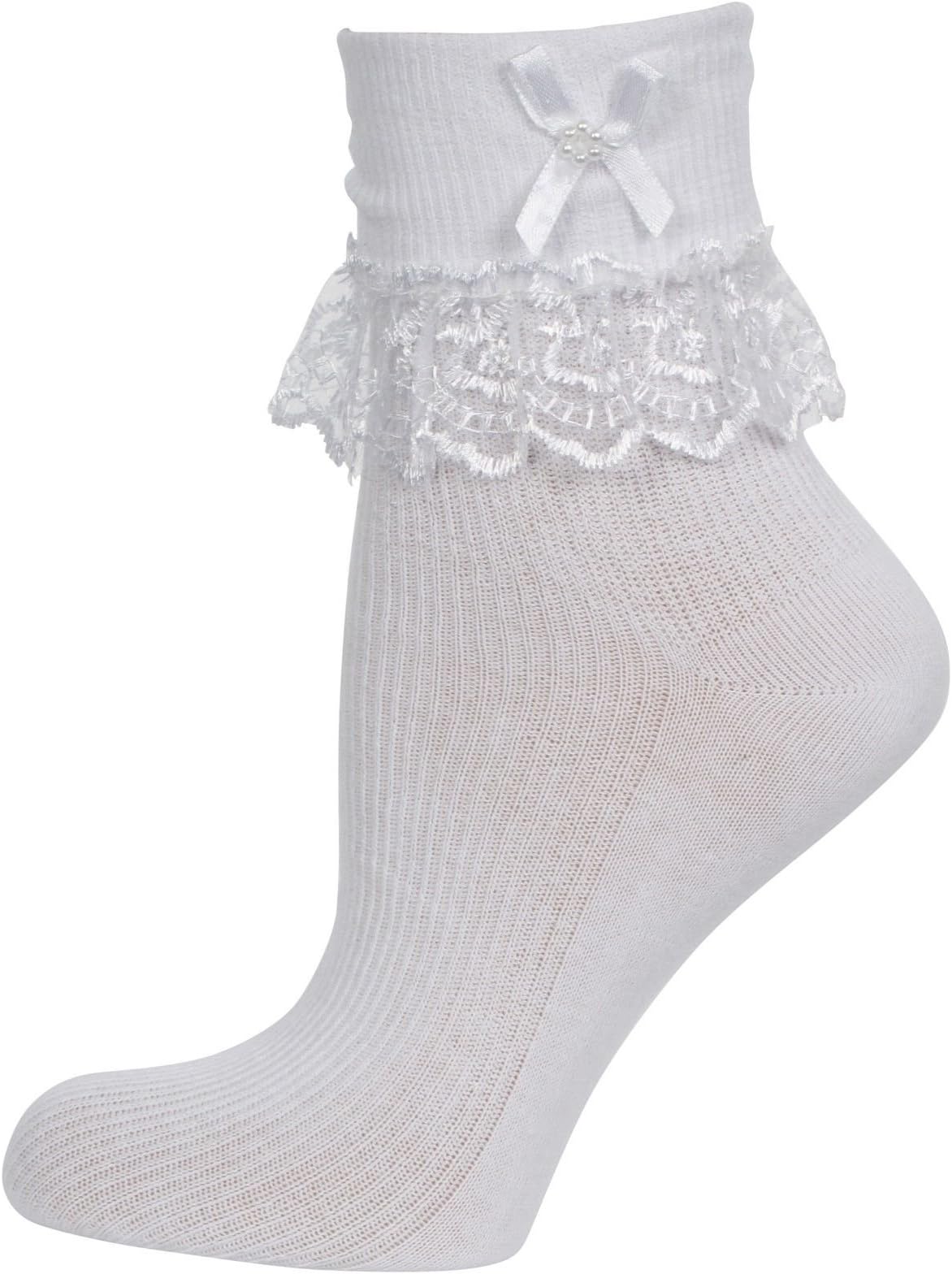 Cute Decorative Baby Girl White Cream/Ivory Frilly Lace Socks (Newborn to 10 years old) 10% with TWO or more purchase
