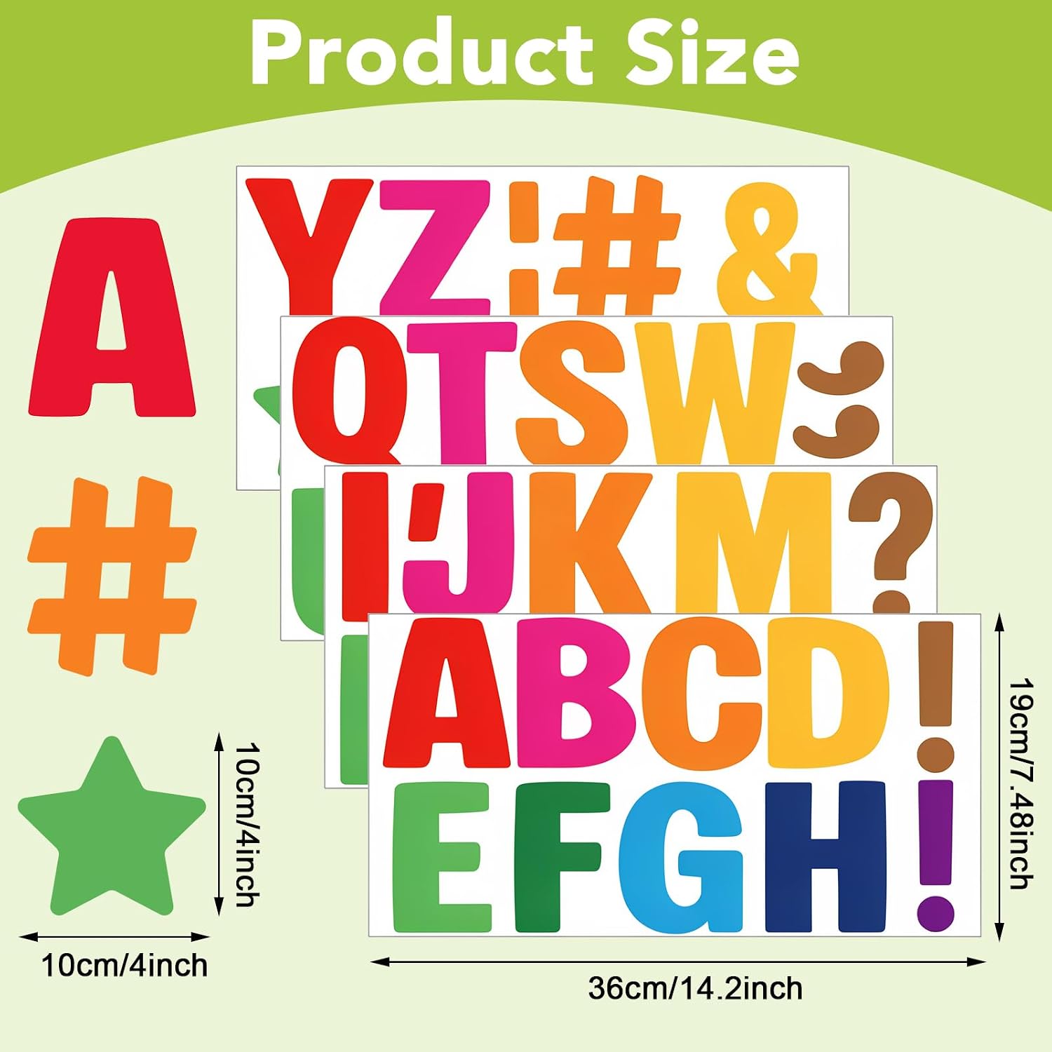 Large Letter Stickers 200 PCS, Bulletin Board Letters 20 Sheets 4 Inch