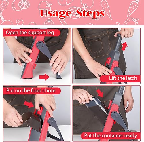 Miniatura 6 de MASTERTOP Mandoline - Cortadora de alimentos para cocina, picadora de verduras multifuncional con contenedor, cortador de patatas con 4 modos, 8