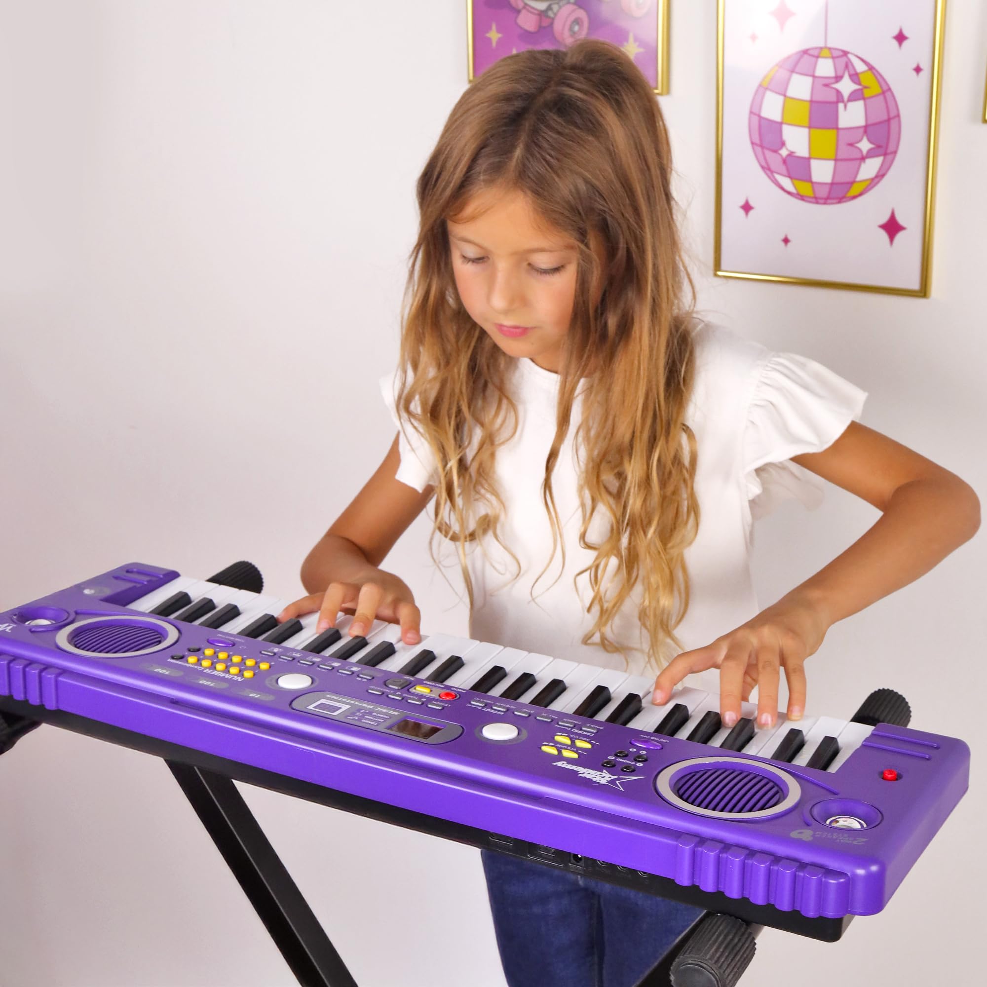 WS - Synthétiseur - Licence Officielle Star Academy - 49 Touches - Initiation - 610800SA - Violet - Clavier - Musique - Instrument - Piano - Musicien - Chanteur - Micro - Idéal Pour Les Débutants