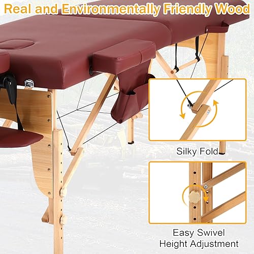 Miniatura 4 de Mesa de masaje, mesa de masaje portátil con funda de transporte, cama de spa más suave, mesa de masaje de madera resistente, cama de pestañas, cama