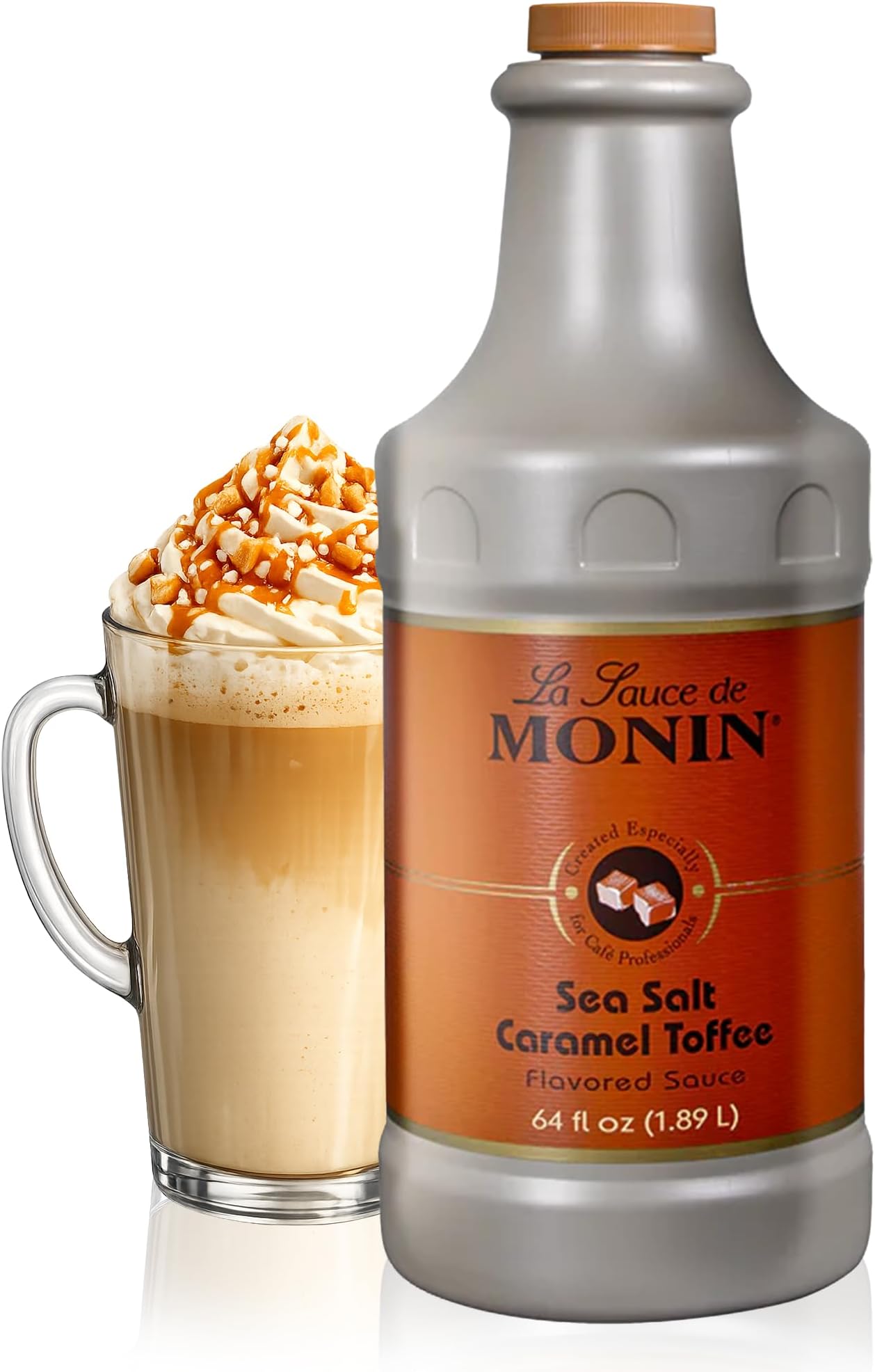 Sea Salt Caramel Toffee, Rich & Buttery Flavor with Creamy Caramel Notes, Great for Coffee, Milkshakes, & Dessert Cocktails (64 oz)