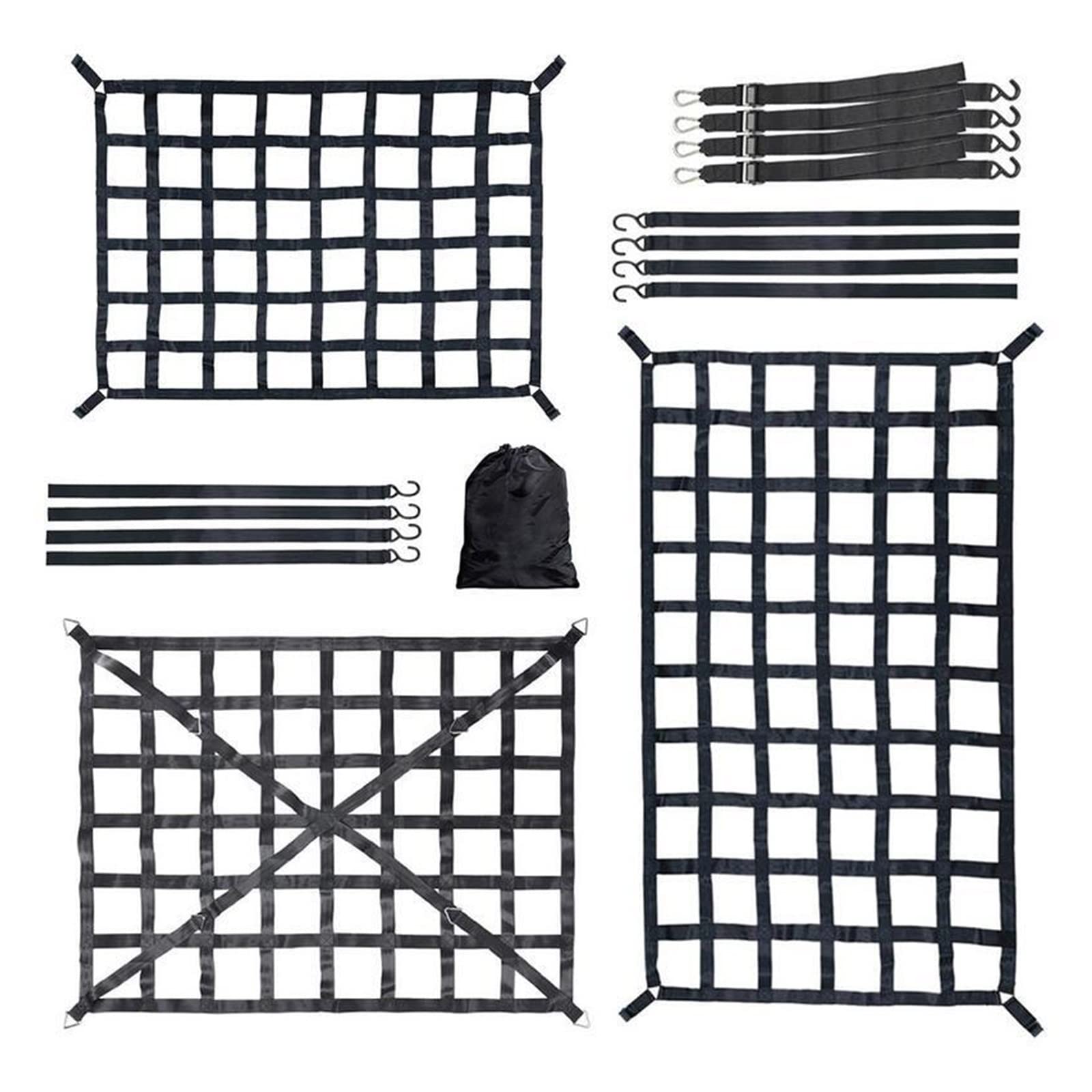 Xuanqingyi Store Auto-Kofferraum-Dachnetz, Netz-Gepäcknetz, schweres Gepäcknetz, LKW-Anhänger, Müllcontainer, verlängerte Netzabdeckungen, Gepäcknetze mit 4 festen Gurten (Color : S)
