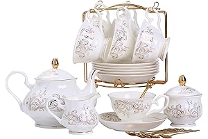 Daveinmic Porcelain Bone China Tea Set for Refined Tea Gatherings