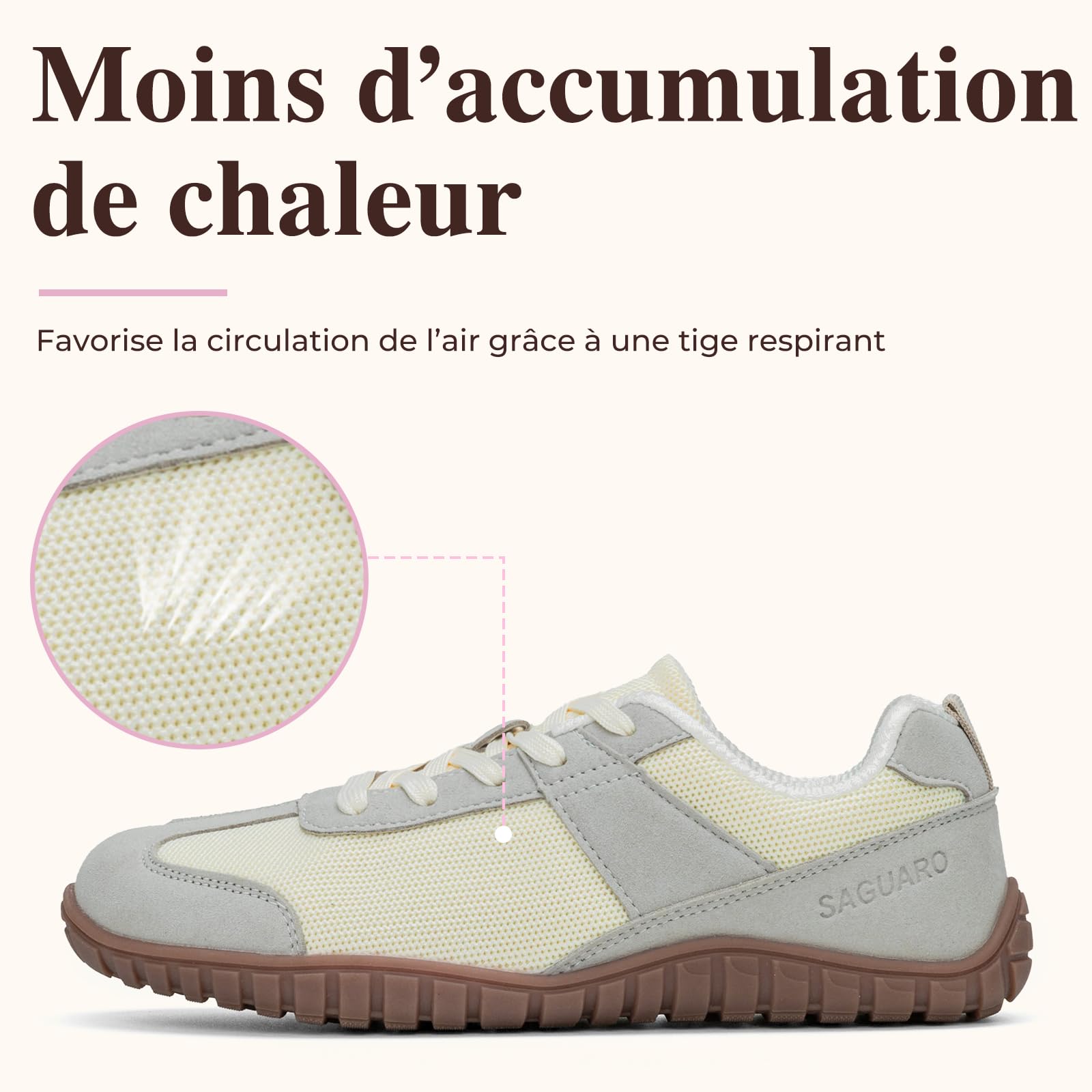 SAGUARO Chaussures Minimalistes Barefoot Femme Baskets Pieds Nus à Bout Large pour Marche, Fitness, GR. 35-43