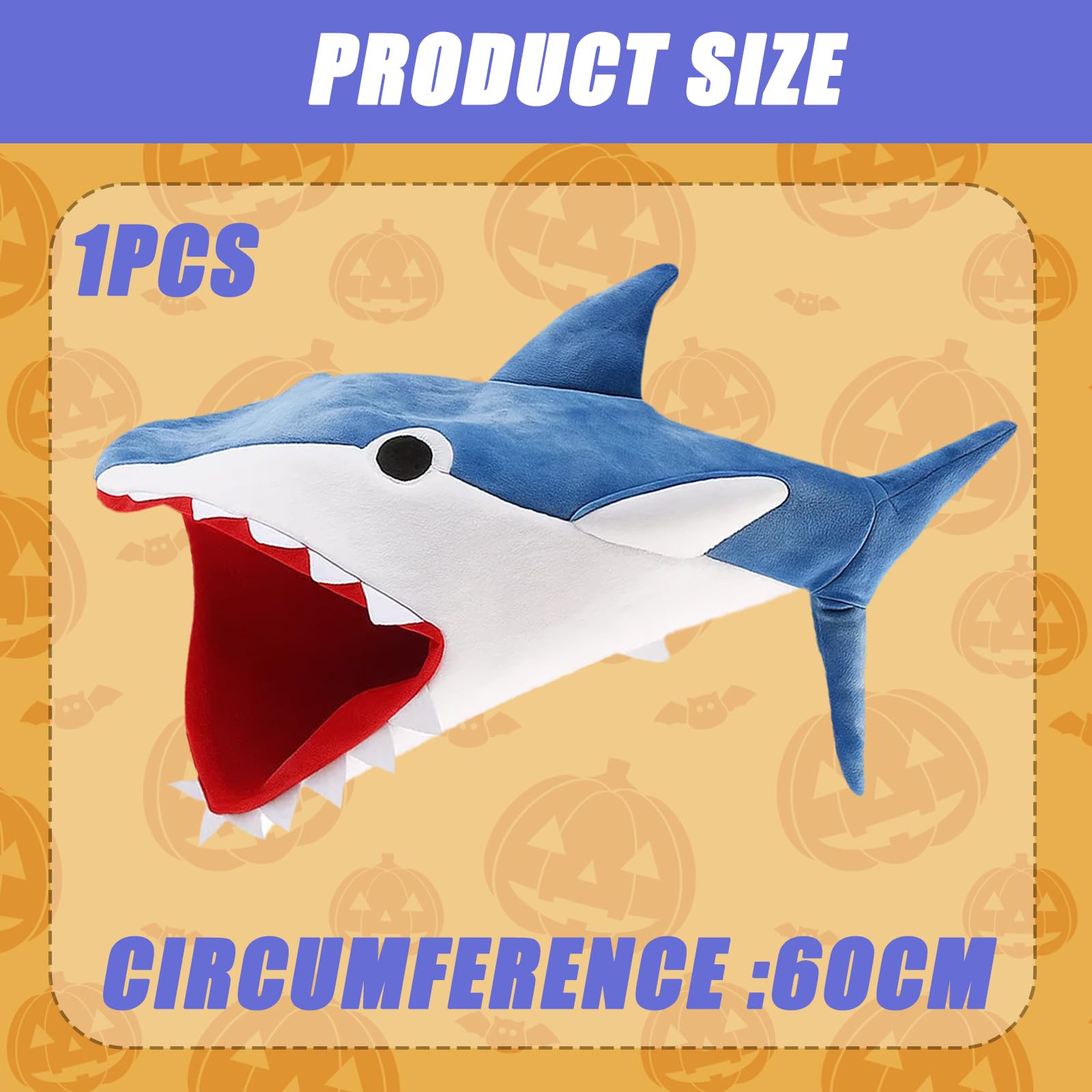 QhgPnt Shark Hat, Blue Shark Costume Headpiece for Halloween and Costume Parties Shark Mask with Realistic Design - Image 2