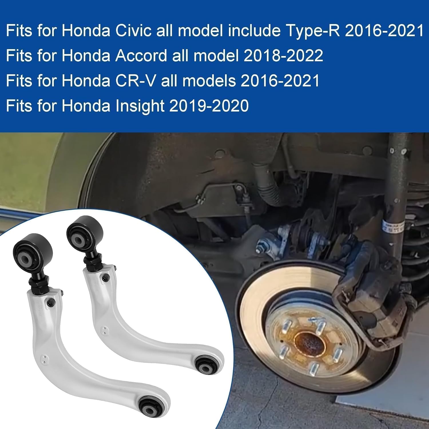 BP67476 2 Pcs Rear Forged Alignment Camber Arms Pair Kit 67476 for Honda Civic 2016-2021/Accord 2018-2022,for Honda CRV 2016-2021,Pair Left & Right Rear Aluminium Alignment Camber Arms