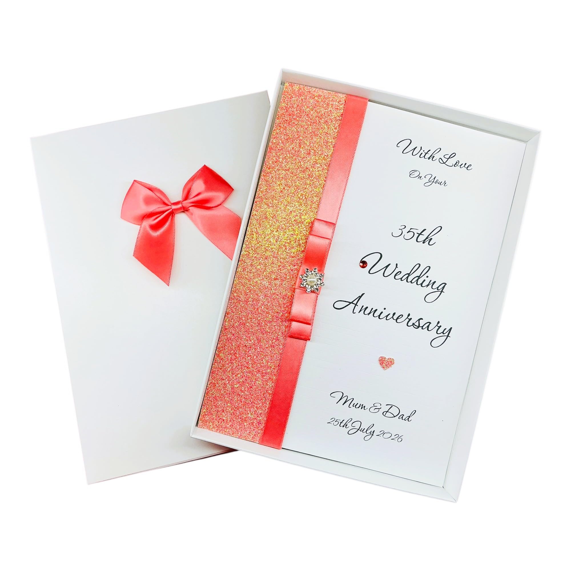 Mum & Dad 35th Wedding Anniversary Card Coral 35 Years - LB 35 — image 1