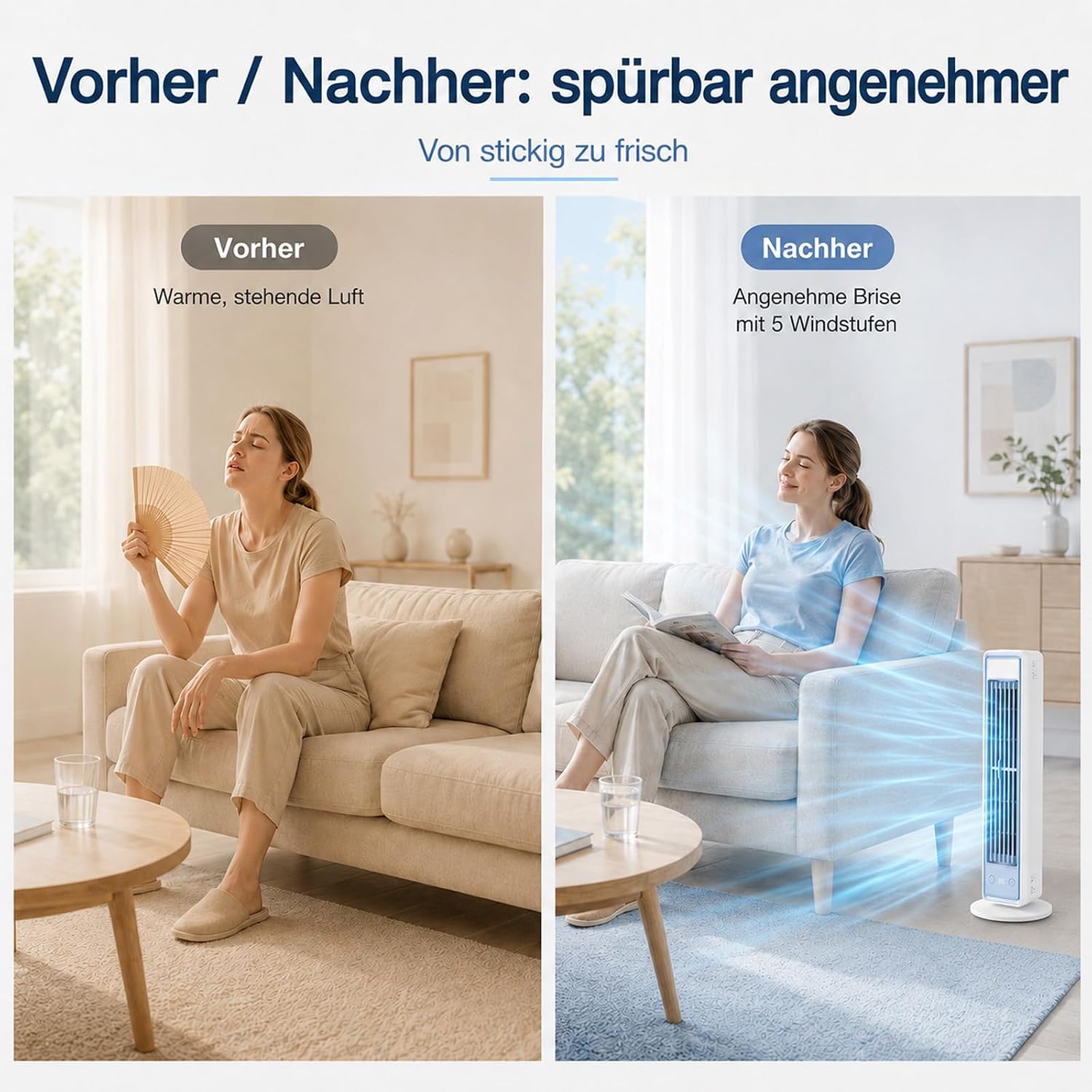 AirZuma klimaanlage,Kühlt mit CoolCore™, sparsamster Stromverbrauch, Akku, bladeless & leise (2 PCS)